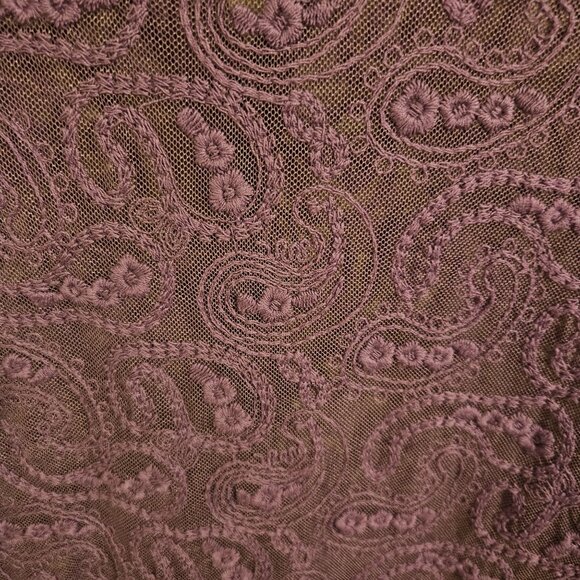 Soft Surrounding Woman SZ L Purple Paisley Lace Sheer Button Up Blouse Whimsical - Picture 5 of 7